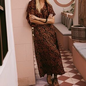 NWOT Chico's Satin Ikat Tiered Maxi Skirt